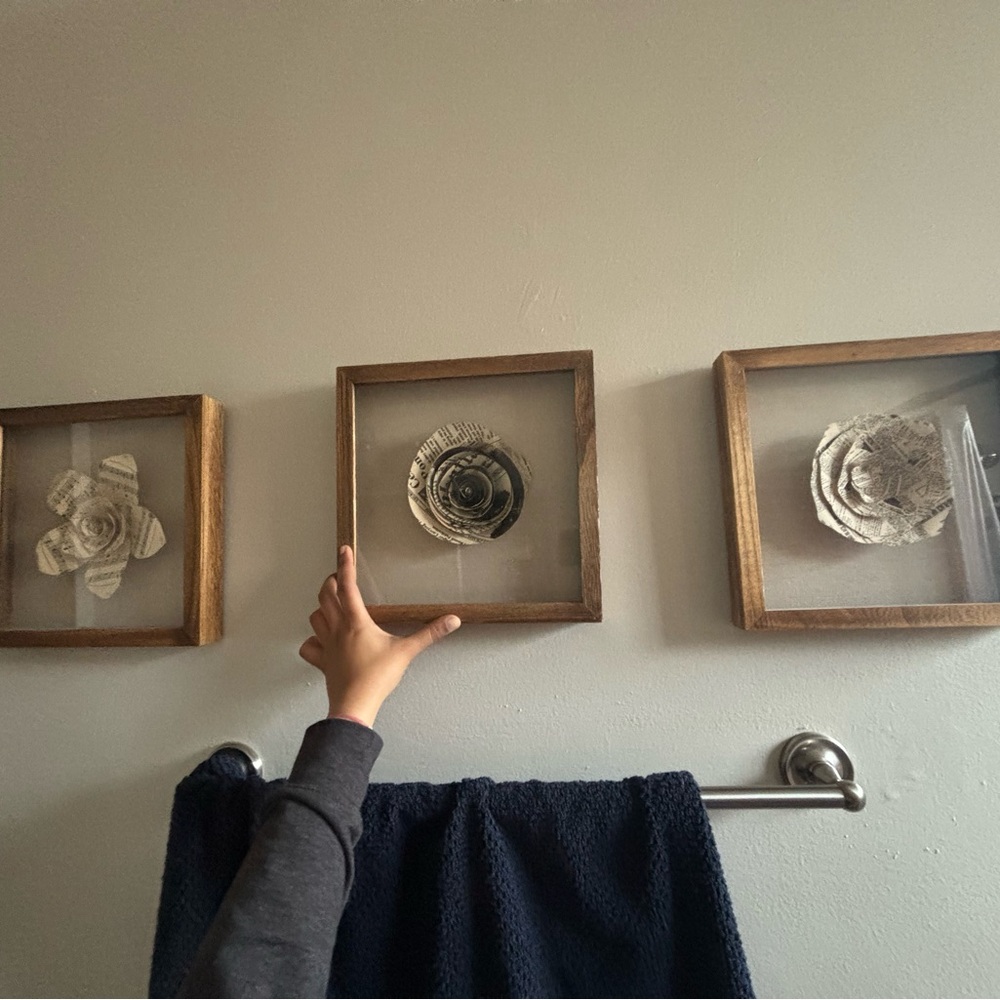 Set of 3 floral art wall decor pieces